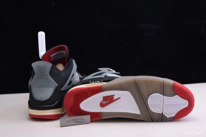 Kicked Out Shoe Store Jordan Bred White Air x Off Retro 4 CV9388-001 0710